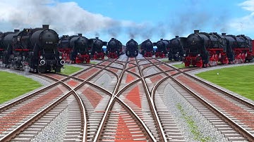 All Realstic Trains Every Day Crossing At Bumpy🎫 Forked Lines Railroad Tracks | train simulator