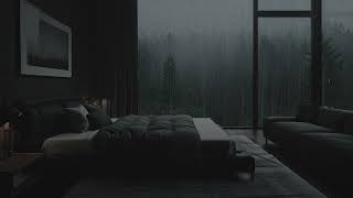Foggy Pine Forest On A Stormy Day | Loud Rain Sound On Window Helps Deep Sleep And Meditation