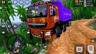 INDIAN BHARAT BENZ TRUCK OFF-ROAD OVER LOAD TRANSPORT DRIVING ! BUS SIMULATOR INDONESIA screenshot 4