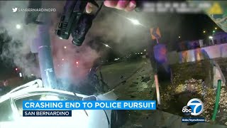 Bodycam video shows wild aftermath of crash at end of police chase in San Bernardino