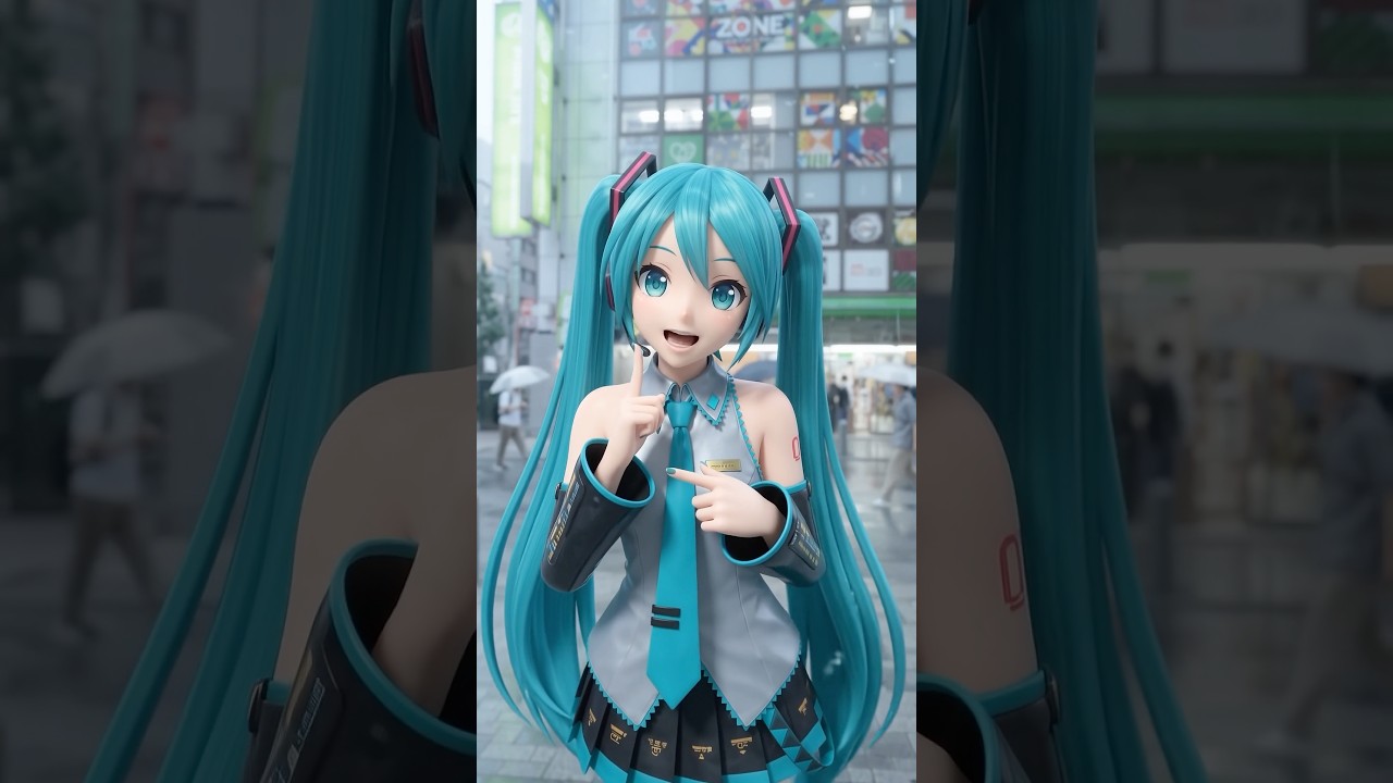雨の秋葉原×初音ミク「休憩中です♪」
