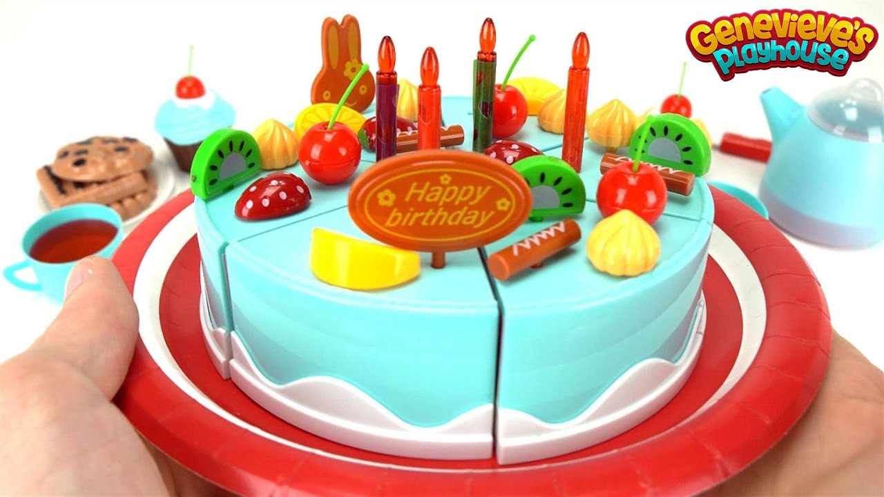 37 Piece Make Your Own Pretend Happy Birthday Cake Toy Set