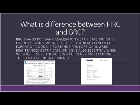 What is difference between FIRC and BRC in Export with English subtitles
