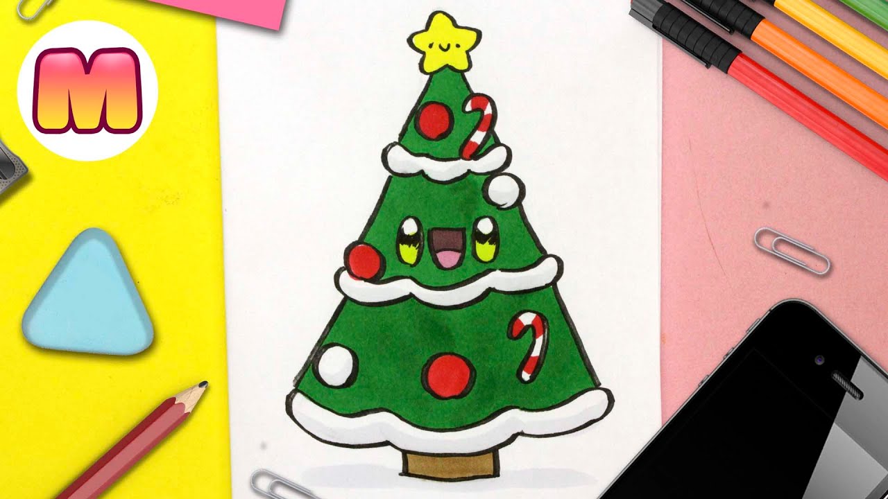 COMO DIBUJAR UN ARBOL DE NAVIDAD KAWAII 🎄Dibujos de navidad fáciles  🎄Arbol de Navidad en Español - thptnganamst.edu.vn