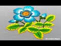 Cute Blue Flower Embroidery, A Lesson of Embroidery, Hand Embroidery Flower Design, Satin stitch-319