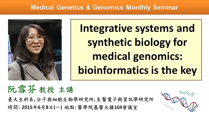 Integrative Systems and Synthetic Biology for Medical Genomics: Bioinformatics is the Key | 基因體醫學月會 - 天天要聞