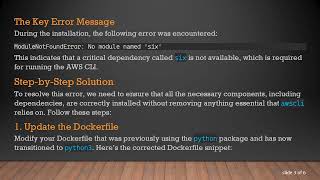 How to Fix the ModuleNotFoundError: No module named 'six' when Installing AWS CLI on Alpine