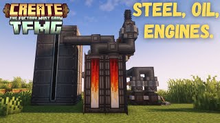 This Minecraft Create Mod Addon adds Steel, Engines and Oil! The Factory Must Grow