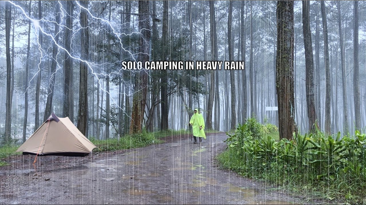 SOLO CAMPING IN HEAVY RAIN - RELAXING SOUNDS OF RAIN - ASMR - YouTube