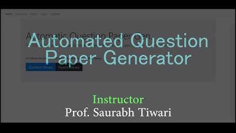 Automatic Question Paper Generator | Software Engineering Project