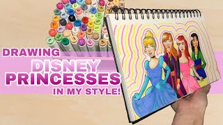DRAWING Disney PRINCESSES in my Style | Mulan, Anna, Cinderella & Ariel screenshot 2