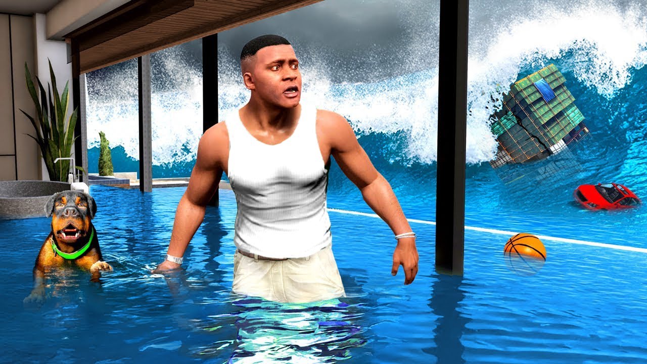 ФРАНКЛИННІҢ ҮЙІН ҮЛКЕН ЦУНАМИ БАСЫП КЕТТІ (GTA V)