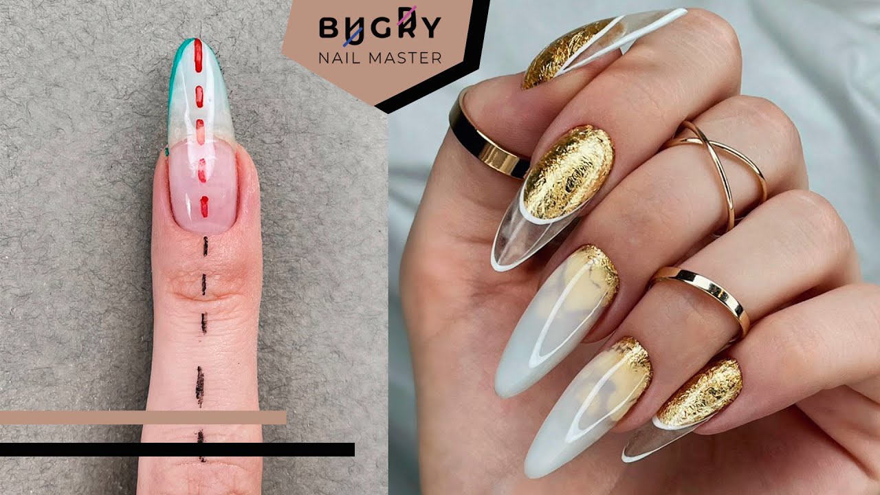 Straightening Uneven Nails W/ Gel + GOLD LEAF Technique 😍