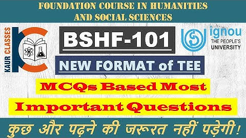 BSHF-101, Part-2 | Most Important Questions | MCQs Based New Format | For BA/BCom/BSc | TEE | IGNOU