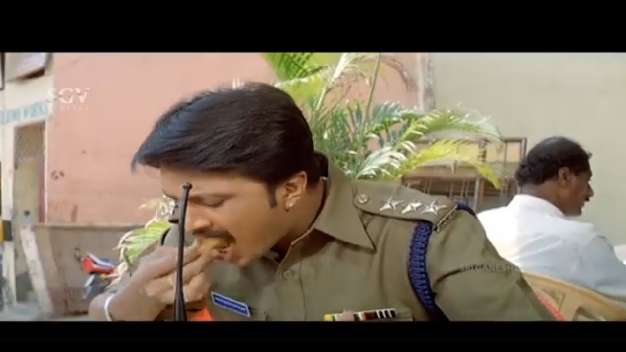 Police Kiccha Sudeep Goes To Eat Biriyani During Emergency Time  Hubli Kannada Movie Scene