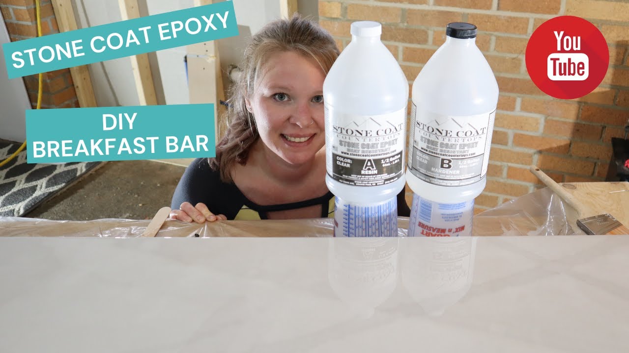 DIY Stone Coat Epoxy Breakfast Bar Countertop - YouTube
