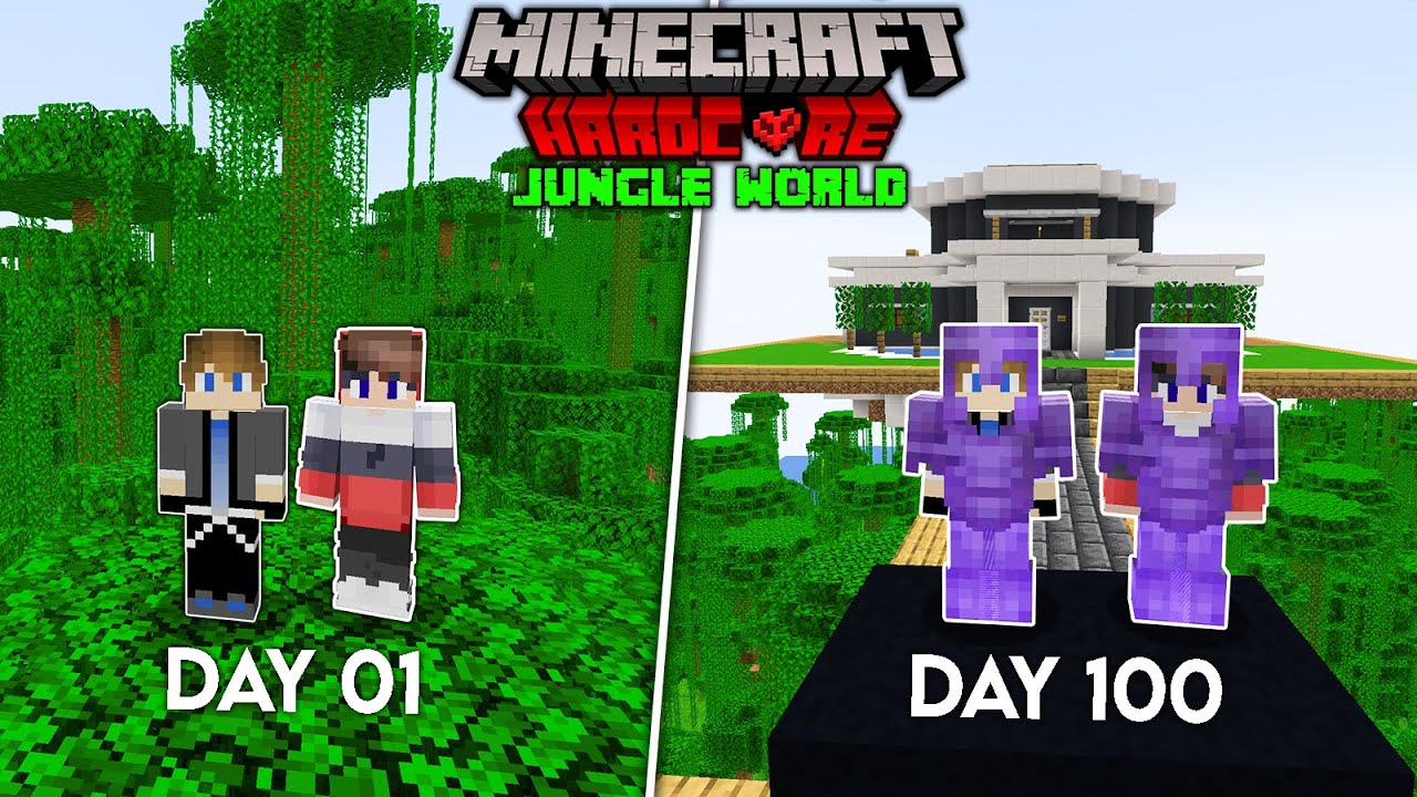We Survived 100 Days In Jungle Only World In Minecraft Hardcore ( HINDI ...