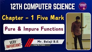 Pure and impure functions in tamil | 12th Computer Science important five mark Public Exam 2025