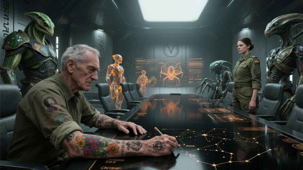 “Why So Many Tattoos, Old Human?” The Alien Soldier Asked—His Answer Silenced the Entire Room | HFY
