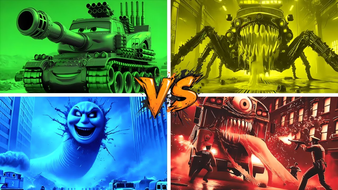 MCQUEEN TANK EVOLUTION🆚M-MONSTER🆚SCHOOL BUS MONSTER🆚EATER POLICE CAR