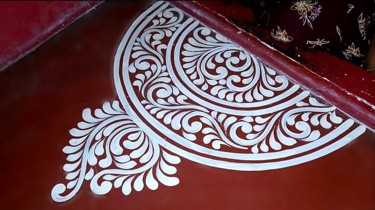 চৌকাঠ আলপনা ডিজাইন /Beautiful and step by step door alpona/alpana design 