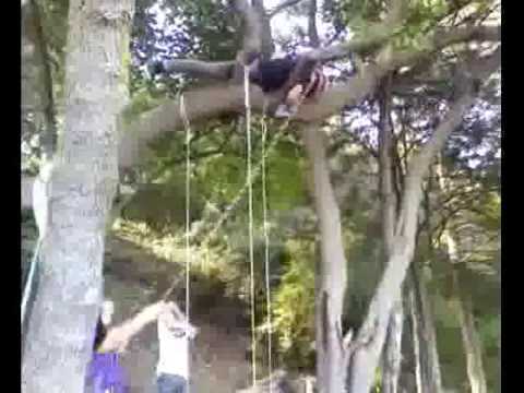 Keegan gets tied to a tree