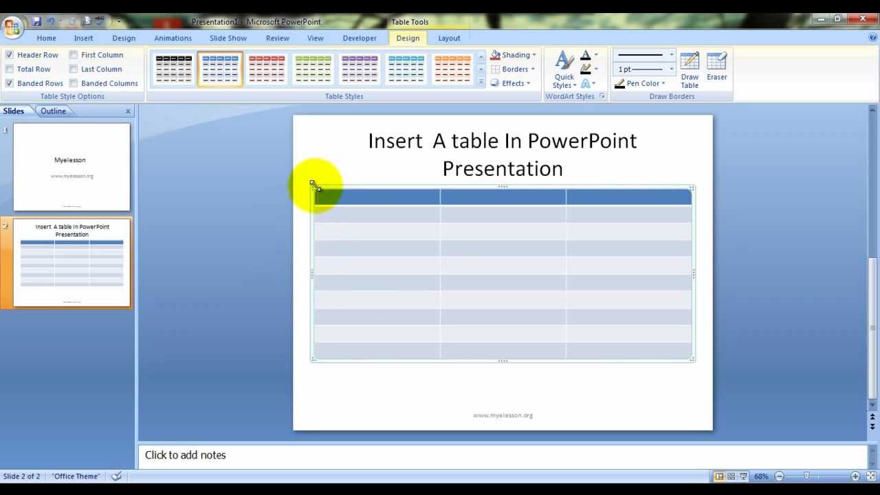 how to present a big table in powerpoint