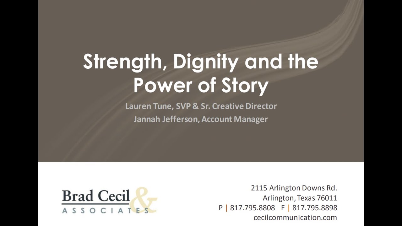 Webinar: Strength Dignity and the Power of Story