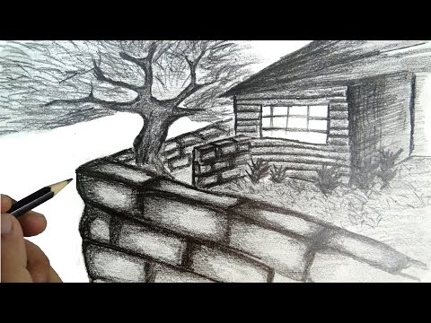 How To Draw A Scenery House With Narration.