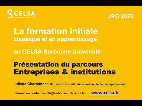 #JPOCELSA22   Présentation du parcours Entreprises et institutions