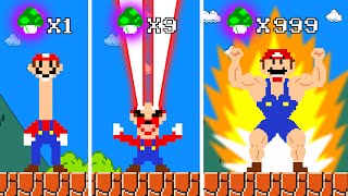 Super Mario Bros. But Every Super Mushroom Makes Mario Turns To God Mode Power | Game Animation