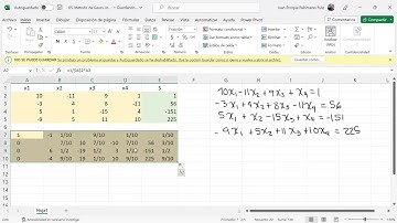Ejemplo Gauss Jordan excel