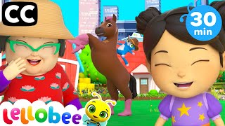Down by the Lellobee Fun Farm Songs! | Nursery Rhymes with Subtitles