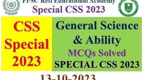 Special CSS 2023  General Science and Ability MCQs Solved | General Science Ability MCQs Past Papers