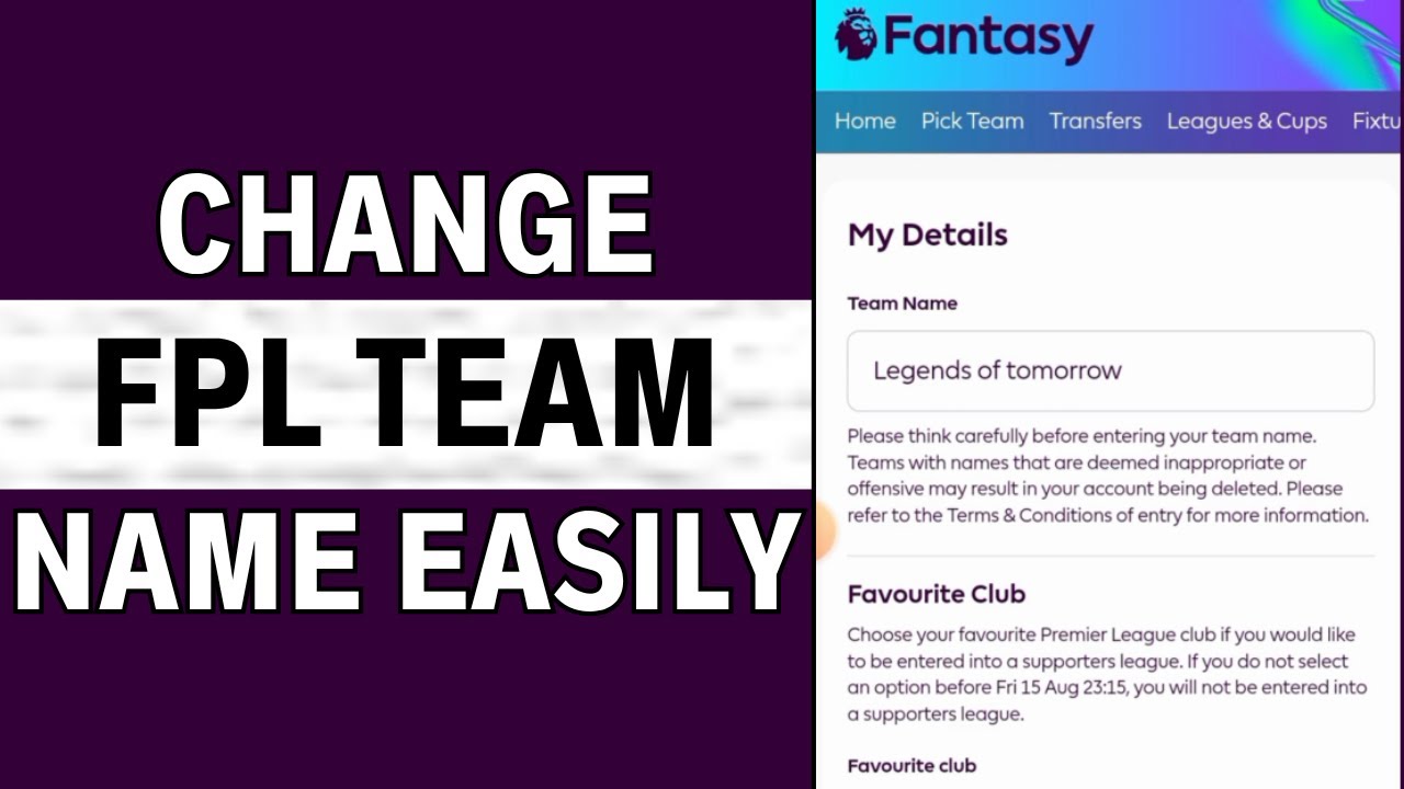 How To Change FPL Team Name 2025