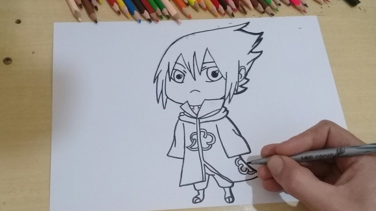 Como Desenhar o Sasuke de Naruto - Akatsuki 