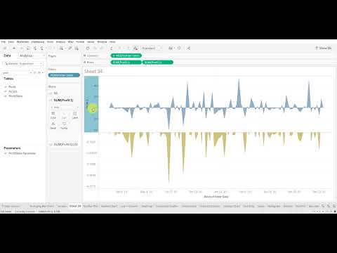 Tableau Tutorial - How to create a Surplus/Deficit filled line chart