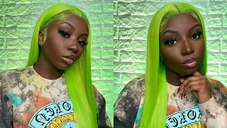 SLIME Green Hair 🐍💚🧩 | Color + Frontal Wig Install From START TO FINISH