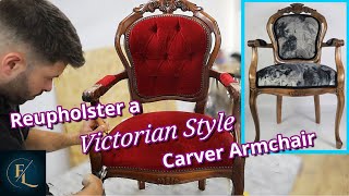 HOW TO REUPHOLSTER A VICTORIAN CHAIR | UPHOLSTERY FOR BEGINNERS | FaceliftInteriors