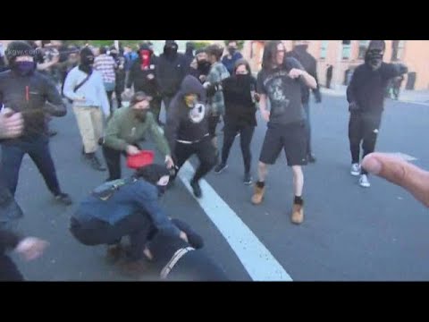 May Day fight between Patriot Prayer and Antifa breaks out in Northeast Portland