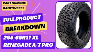 Spec Overview- Radar Rnegade AT Pro 265/65r17 Load Range XL Part #RAFDTW0229 and where to get a set!