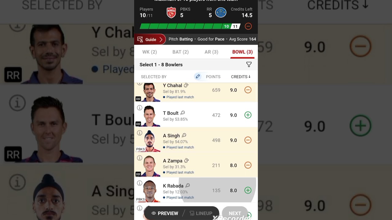 RR vs PBKS dream 11 prediction team and 