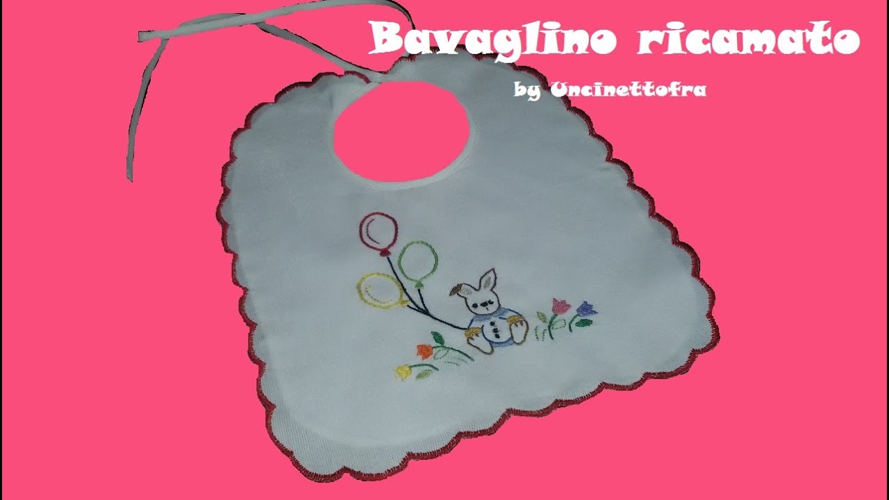 Bavaglino Ricamato Punto Catenella Punto Erba E Punto Stuoia Youtube