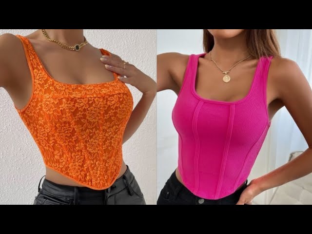 Square Neck Corset Top  Corset top, Tops, Clothes design