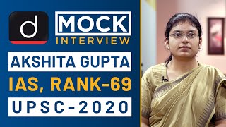 Akshita Gupta, Rank - 69, IAS - UPSC 2020 - Mock Interview I Drishti IAS English