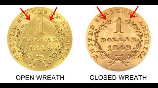 THE SMALLEST COIN THE U.S. EVER MADE $1 GOLD COIN 1849-1889