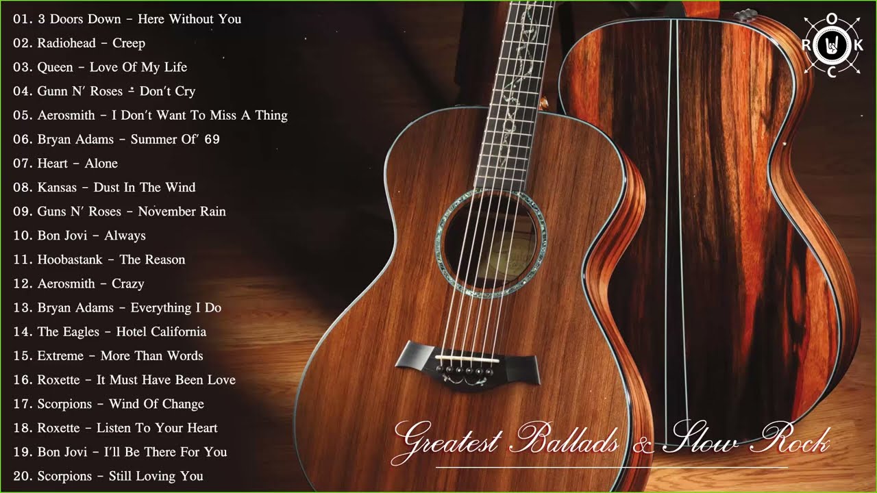 Acoustic Rock  Greatest Ballads  Slow Rock Songs 80s   90s