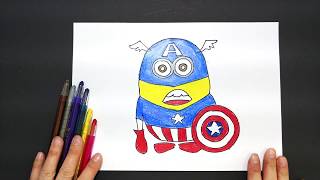 How to Draw fat Captain America superhero minion