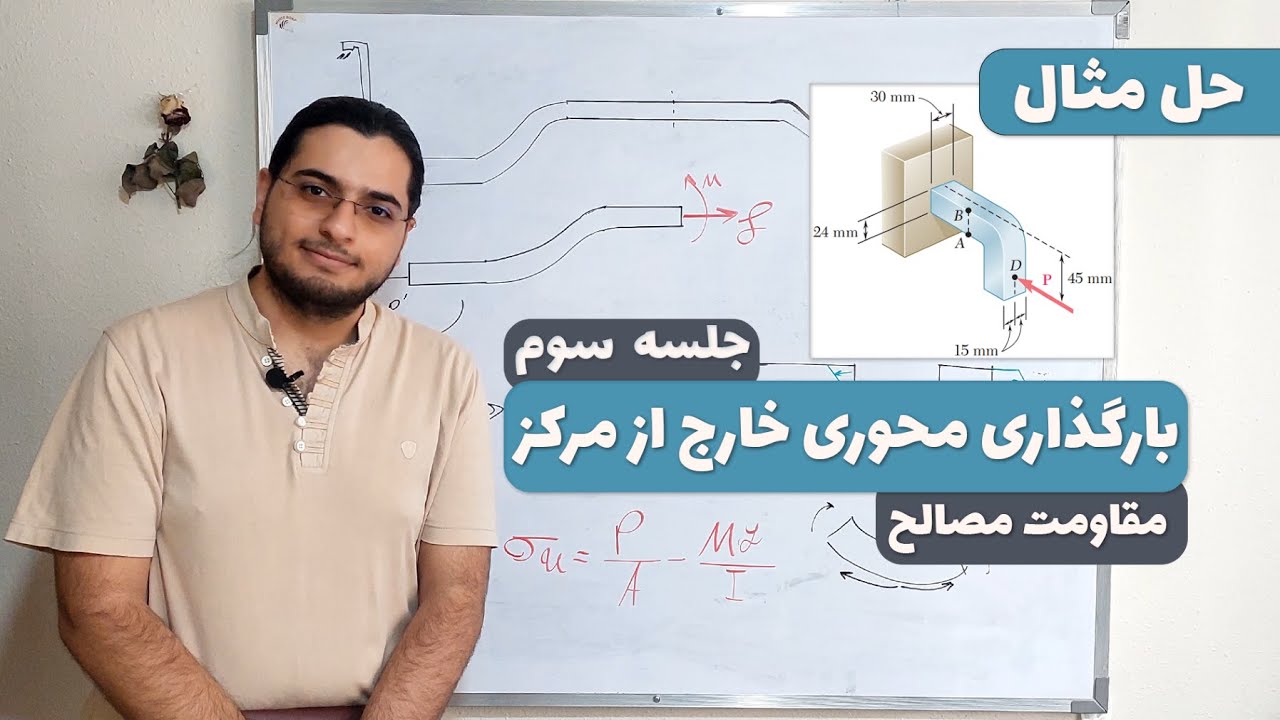 آموزش بارگذاری محوری خارج از مرکز-مقاومت مصالح-جلسه 3