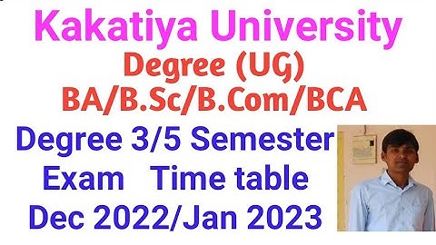KU Degree 3/5 semester exam time table BA BSc BCom December January 2022-23